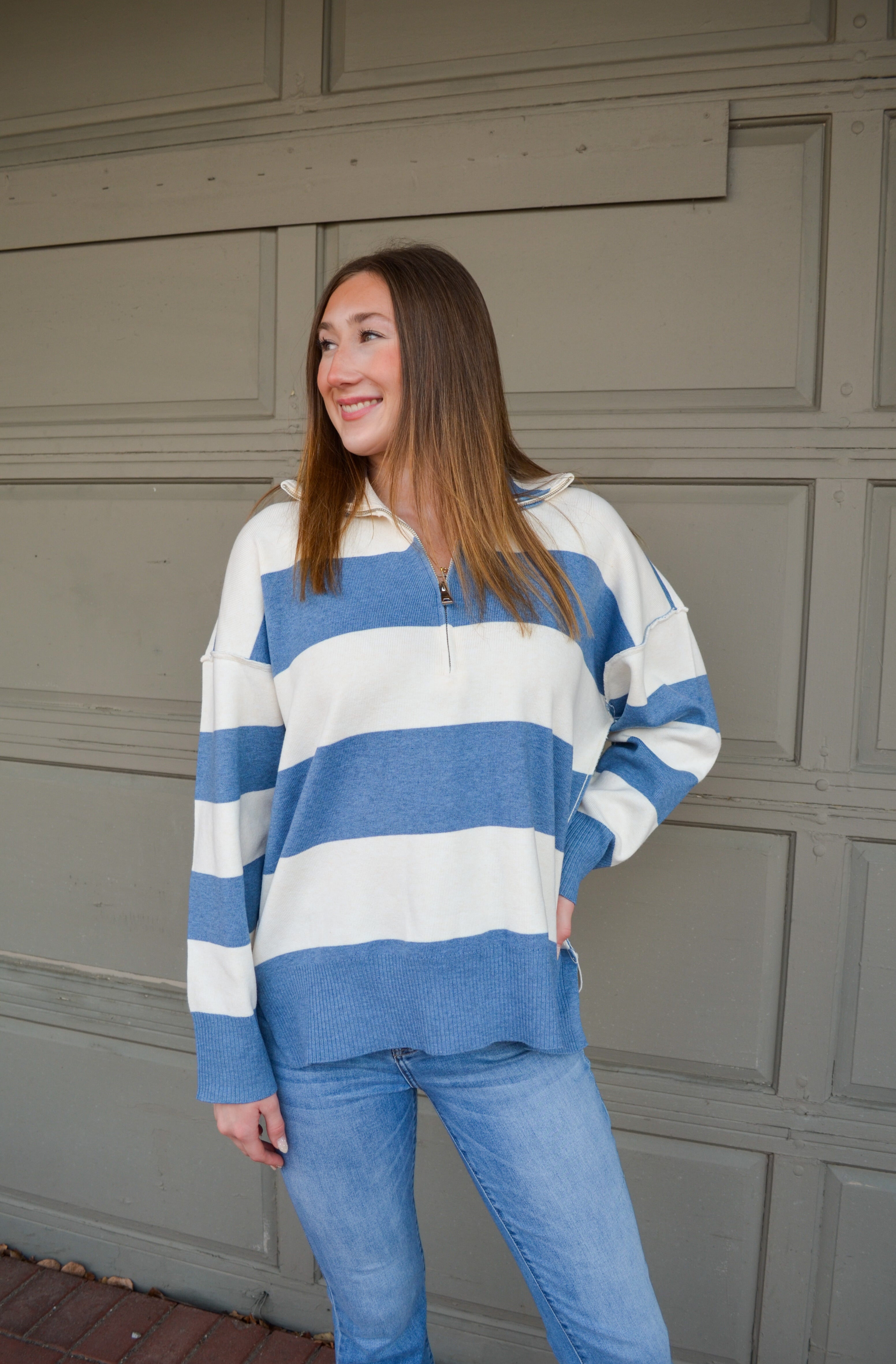 Blue You're A Dream Striped Sweater