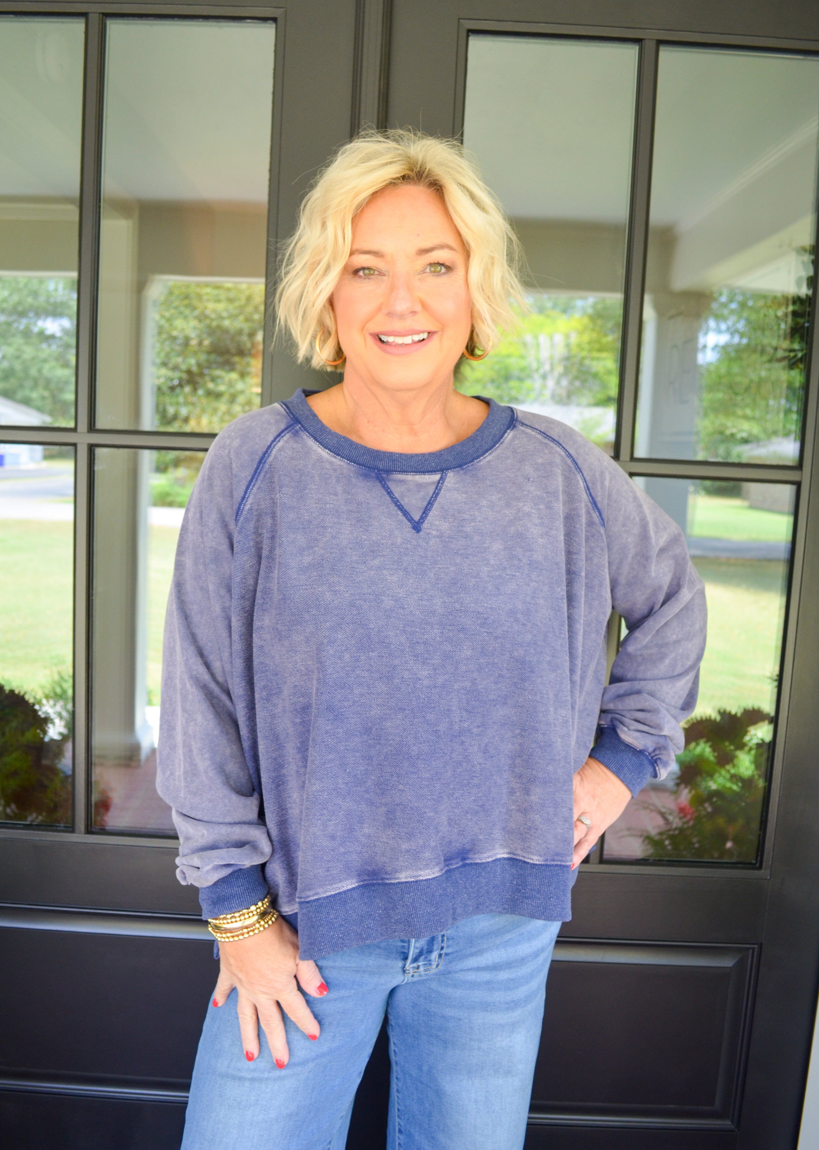 Effortless Vibes Umgee Sweatshirt in Navy