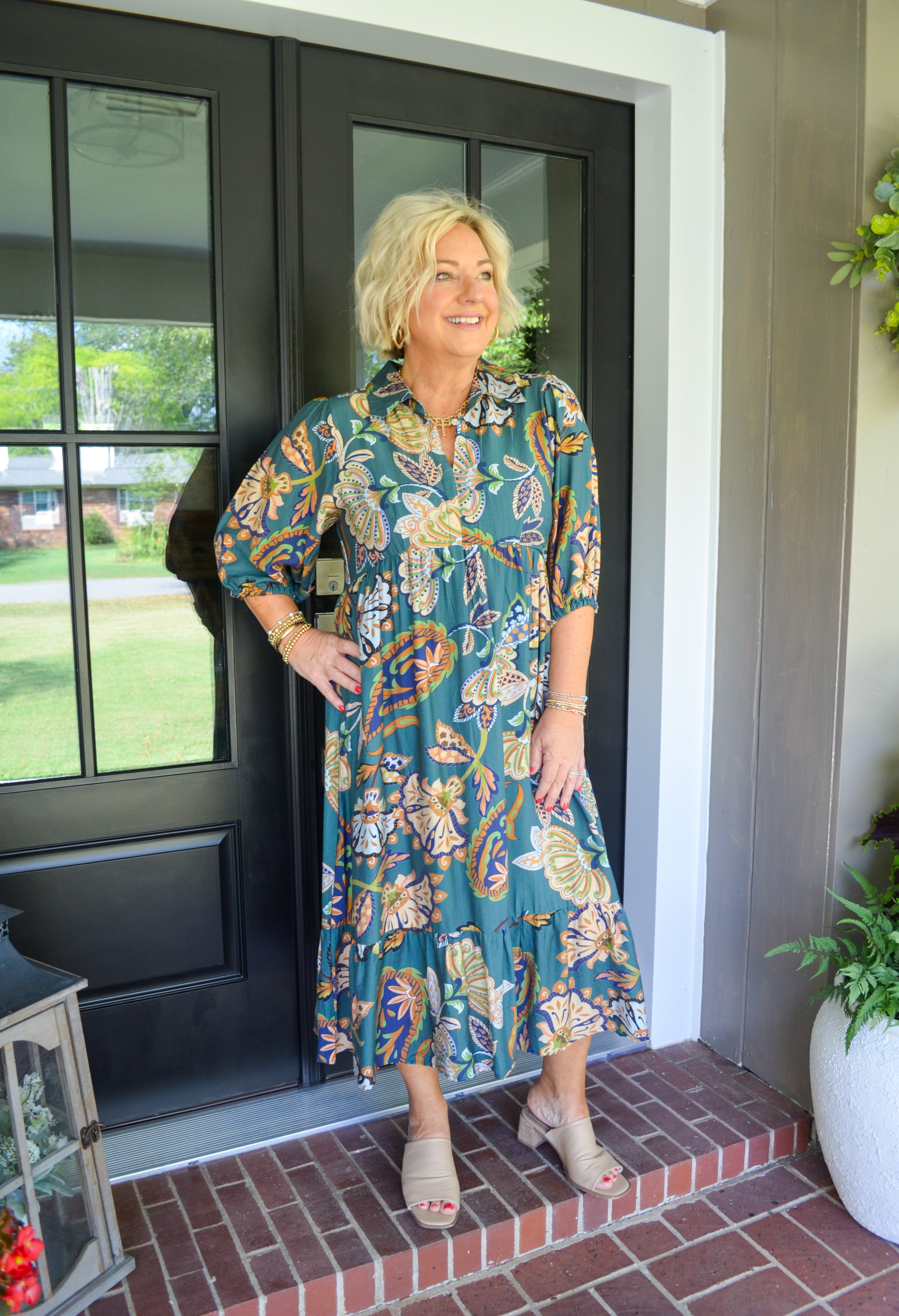 Teal Brunch Party Umgee Midi Dress