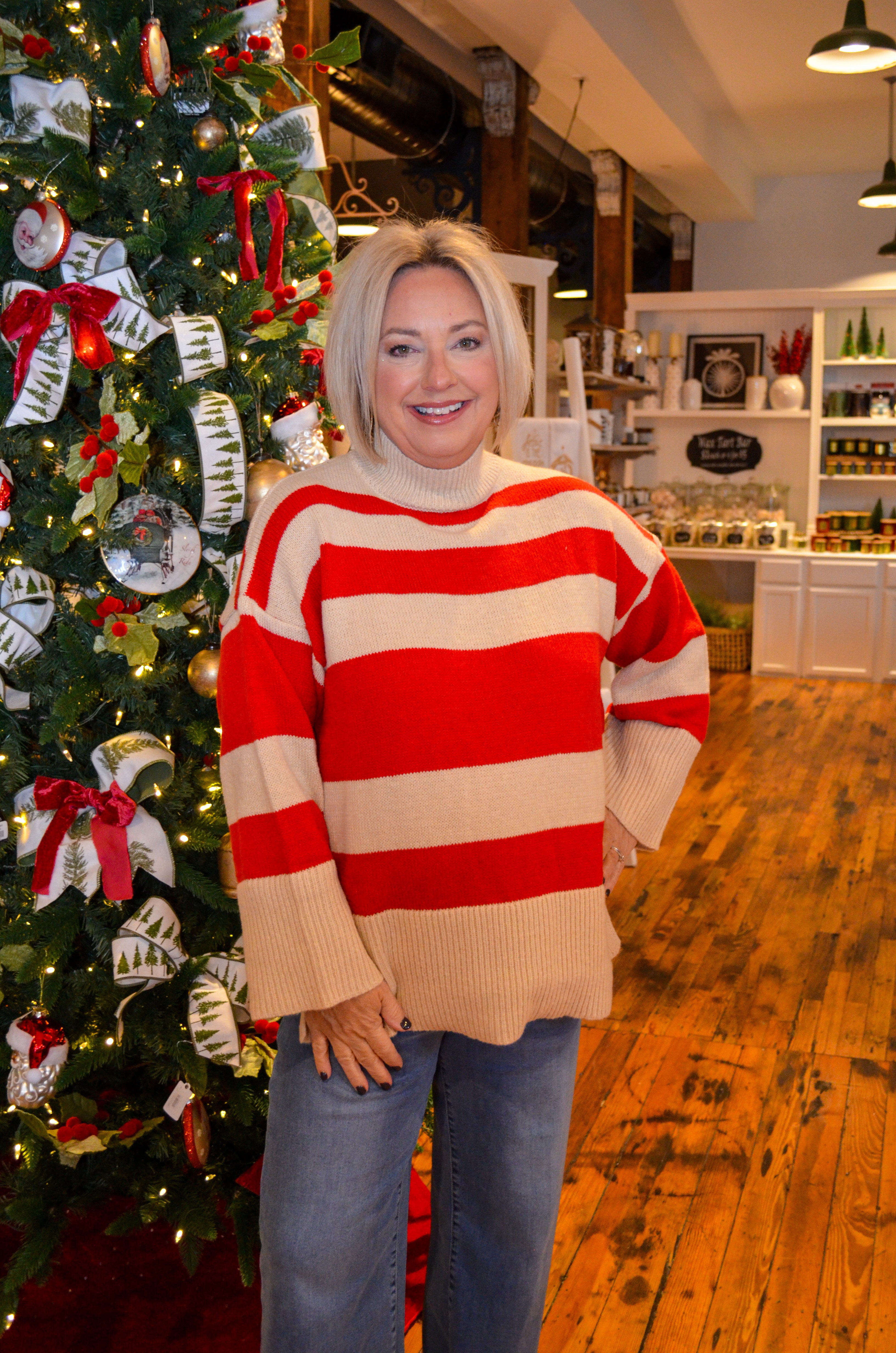 Red Costner Striped Sweater