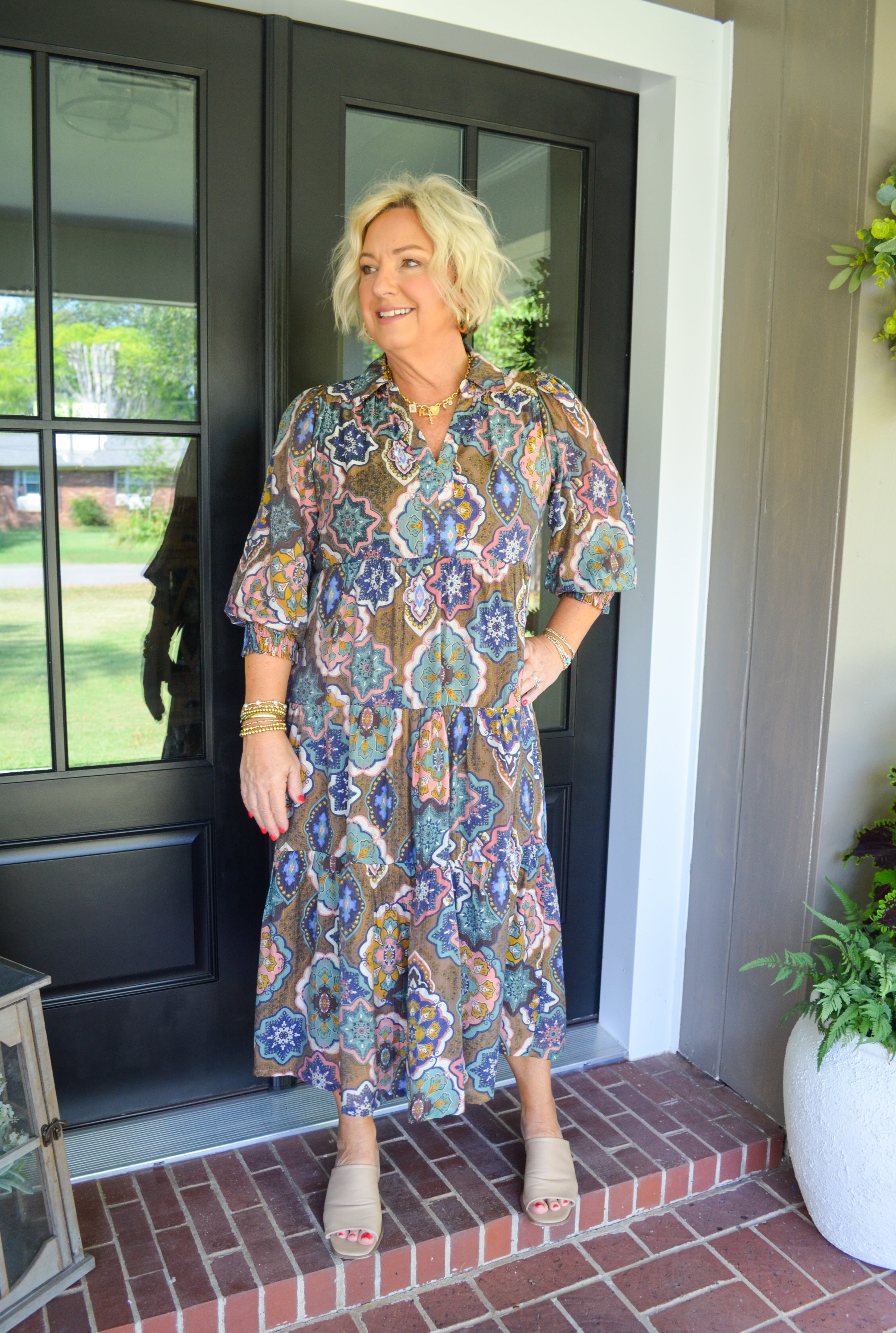 Brown Charming Encounters Umgee Midi Dress