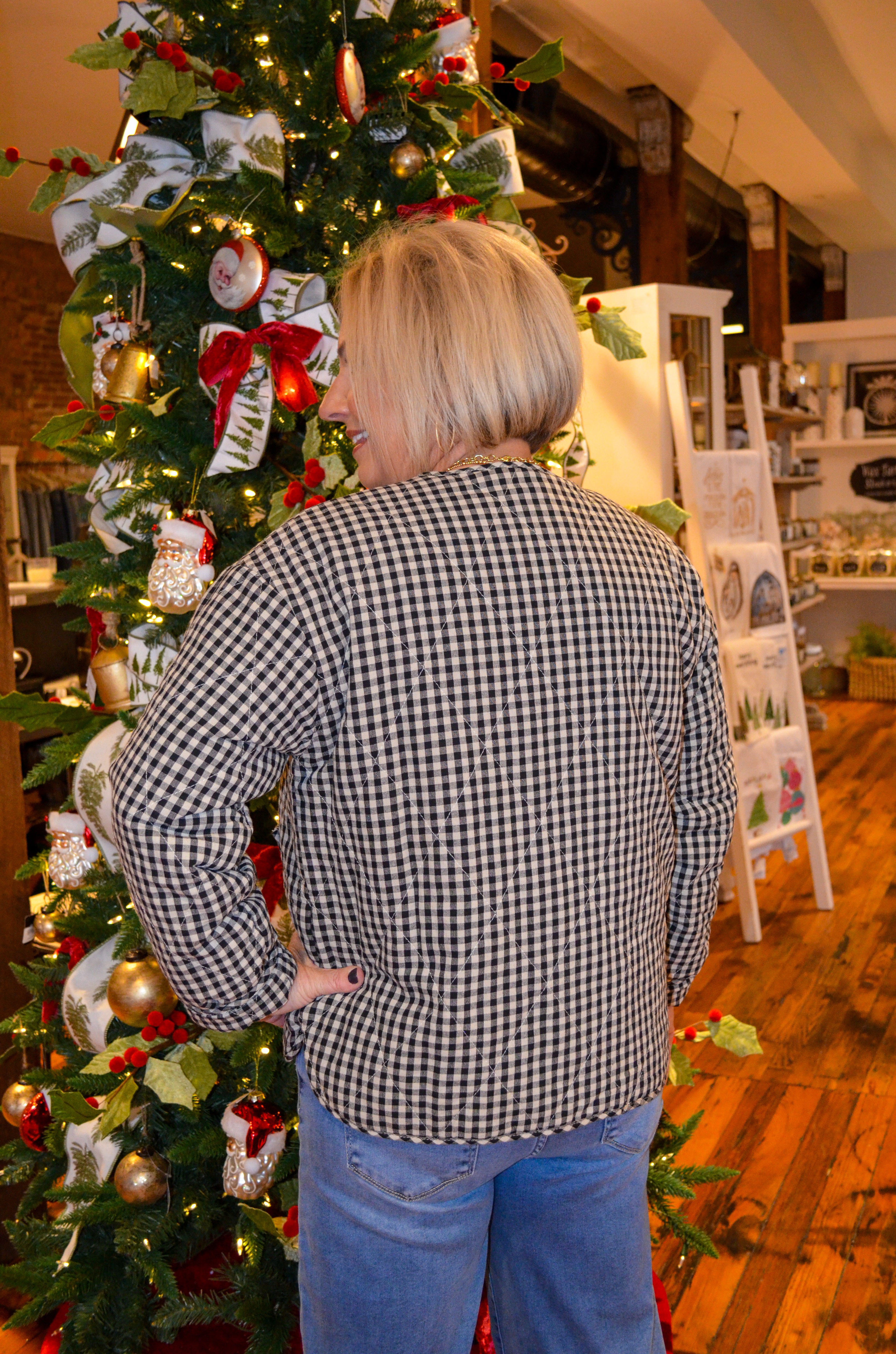 Checkered Dreams Quilted Jacket in Black