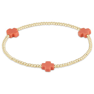 Signature Cross Gold Pattern 2mm Bead Bracelet Coral