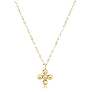 16" Necklace Classic Beaded Signature Cross Gold Charm 4mm Bead