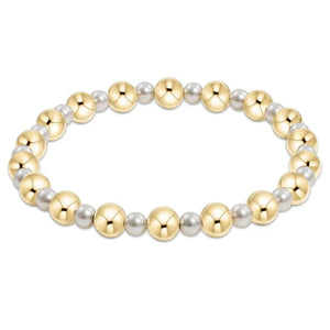 Pearl Grateful Pattern 4mm Bead Bracelet 6mm Gold