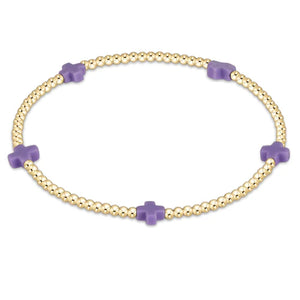 Signature Cross Small Gold Pattern 2mm Bead Bracelet Purple