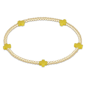 Signature Cross Small Gold Pattern 2mm Bead Bracelet Canary