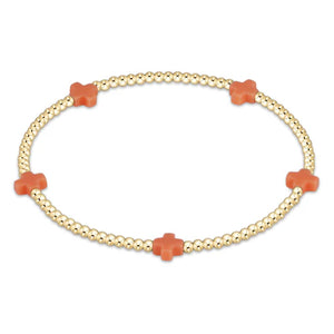 Signature Cross Small Gold Pattern 2mm Bead Bracelet Coral