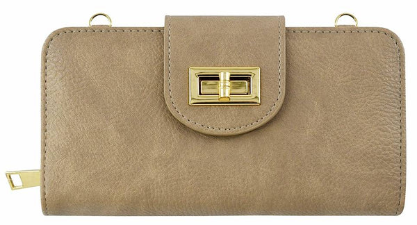 Turn Lock Crossbody Wallet