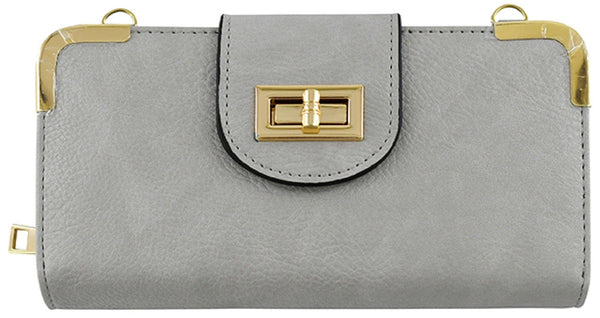 Turn Lock Crossbody Wallet