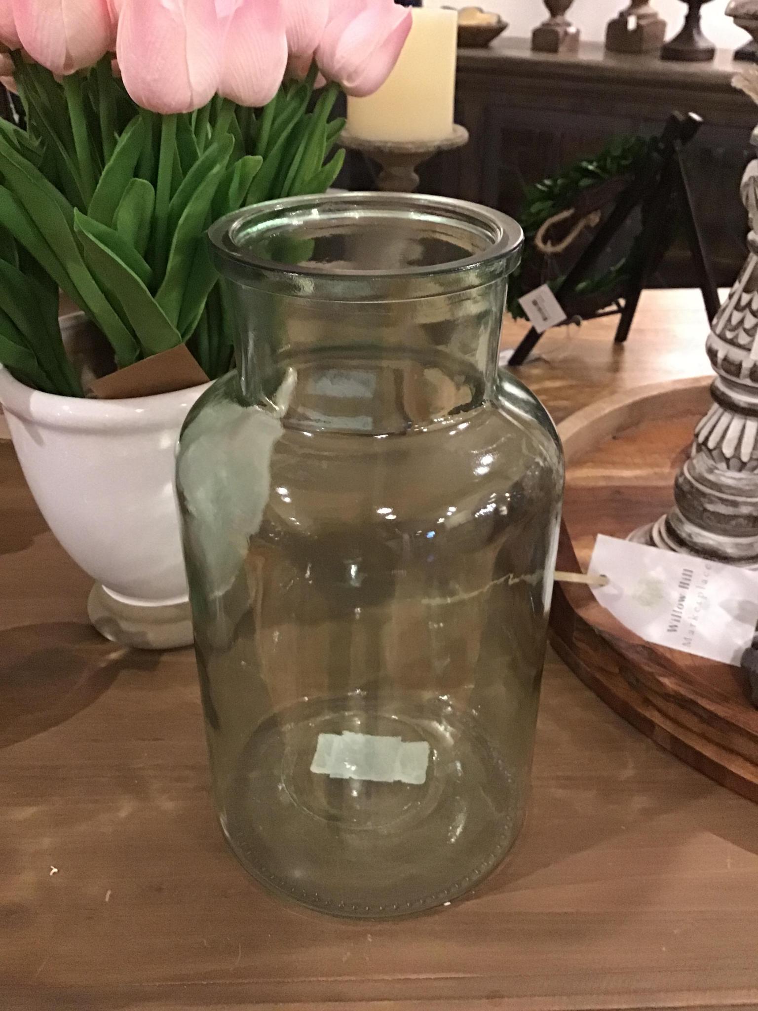 Vase 10.25" Green Glass