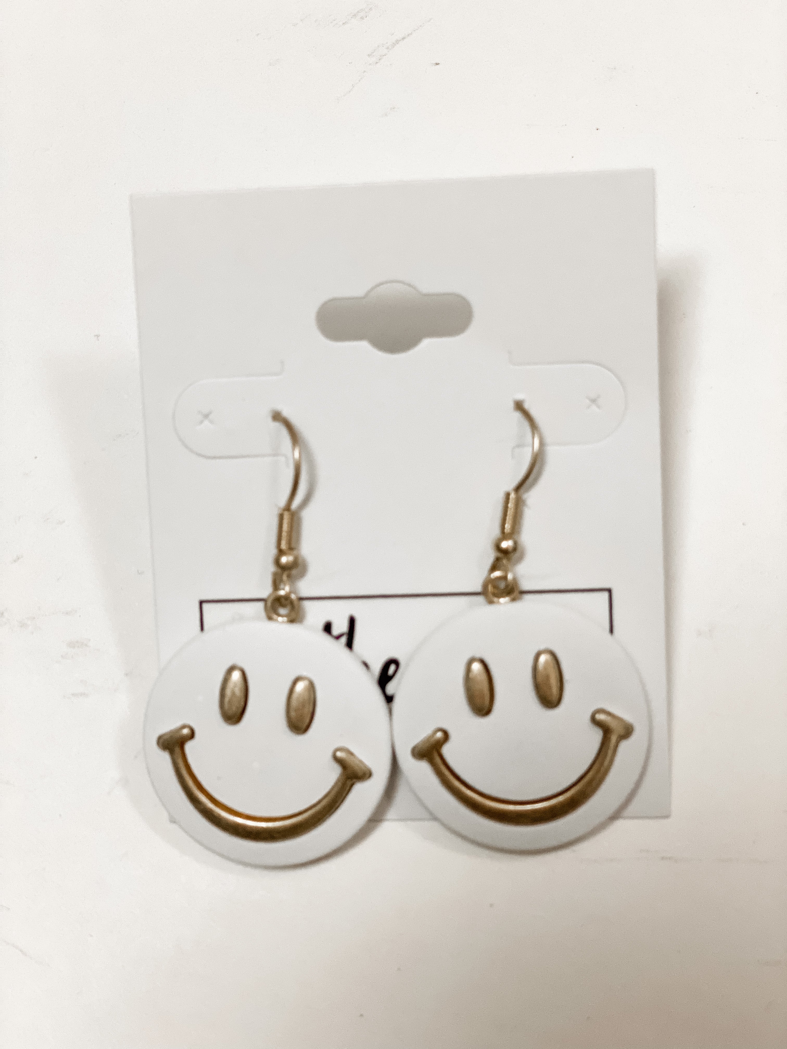 Large Smiley Face Dangle Earring