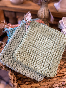 Green Crochet Pot Holder Set