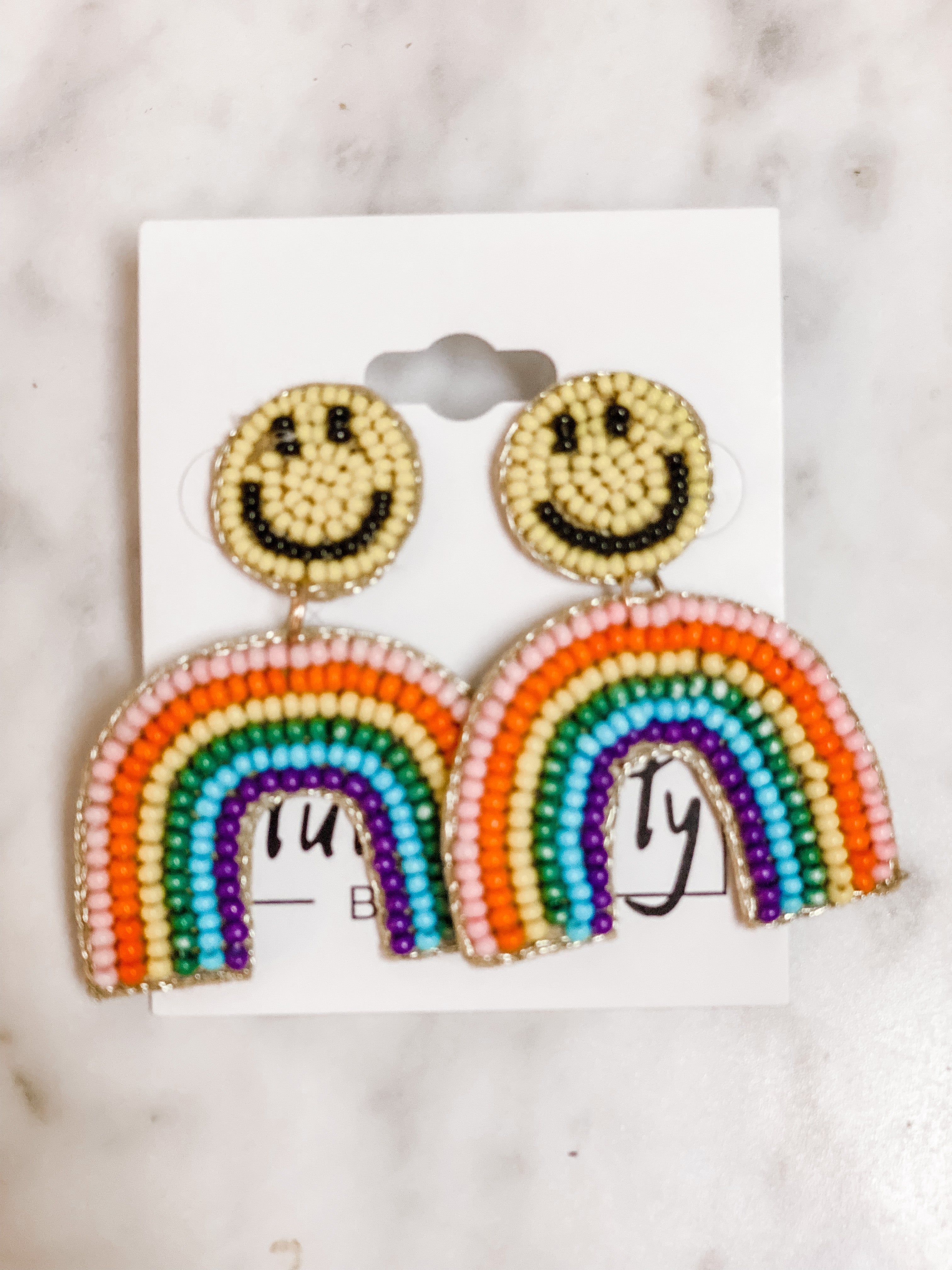 Smiley Face and Rainbow Earrings